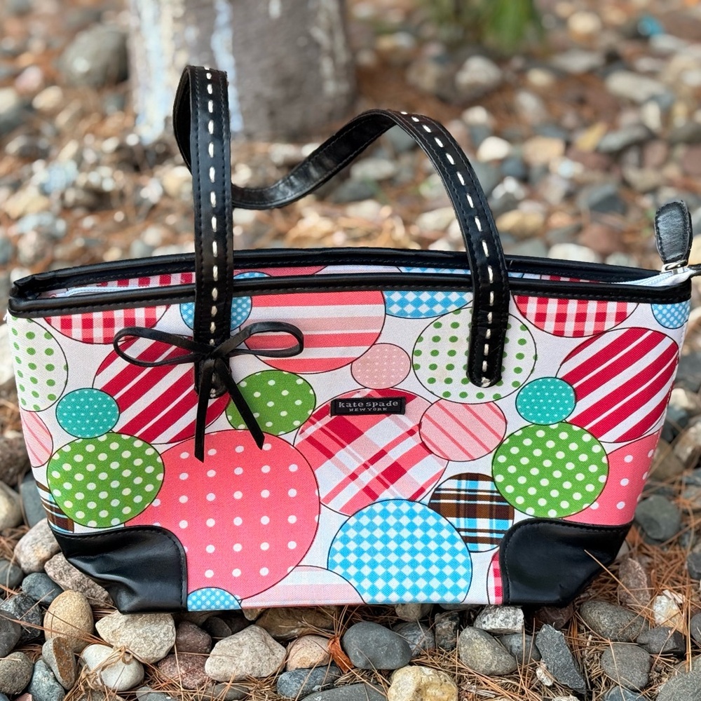 VINTAGE! Kate Spade Colorful Dot Tote with Black Accents